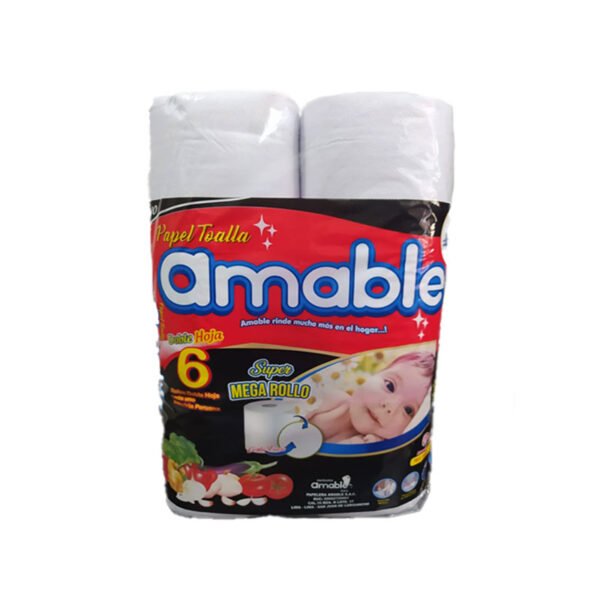 Papel toalla gofrado blanco x 6 und Amable 2 hojas