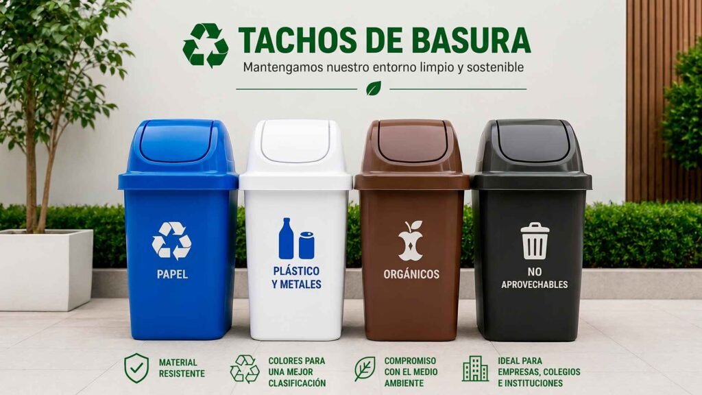 Tachos de basura de colores: importancia del reciclaje