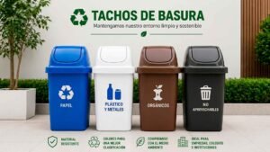 Tachos de basura de colores: importancia del reciclaje